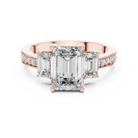 Emerald Cut Three-Stone Pavé Engagement Ring