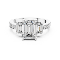 Emerald Cut Three-Stone Pavé Engagement Ring