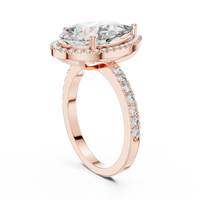 Pear-Shaped Halo Pavé Diamond Engagement Ring