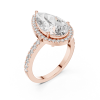 Pear-Shaped Halo Pavé Diamond Engagement Ring