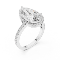 Pear-Shaped Halo Pavé Diamond Engagement Ring