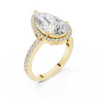 Pear-Shaped Halo Pavé Diamond Engagement Ring