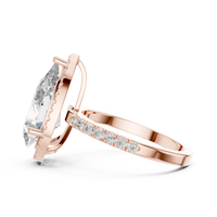Pear-Shaped Halo Pavé Diamond Engagement Ring