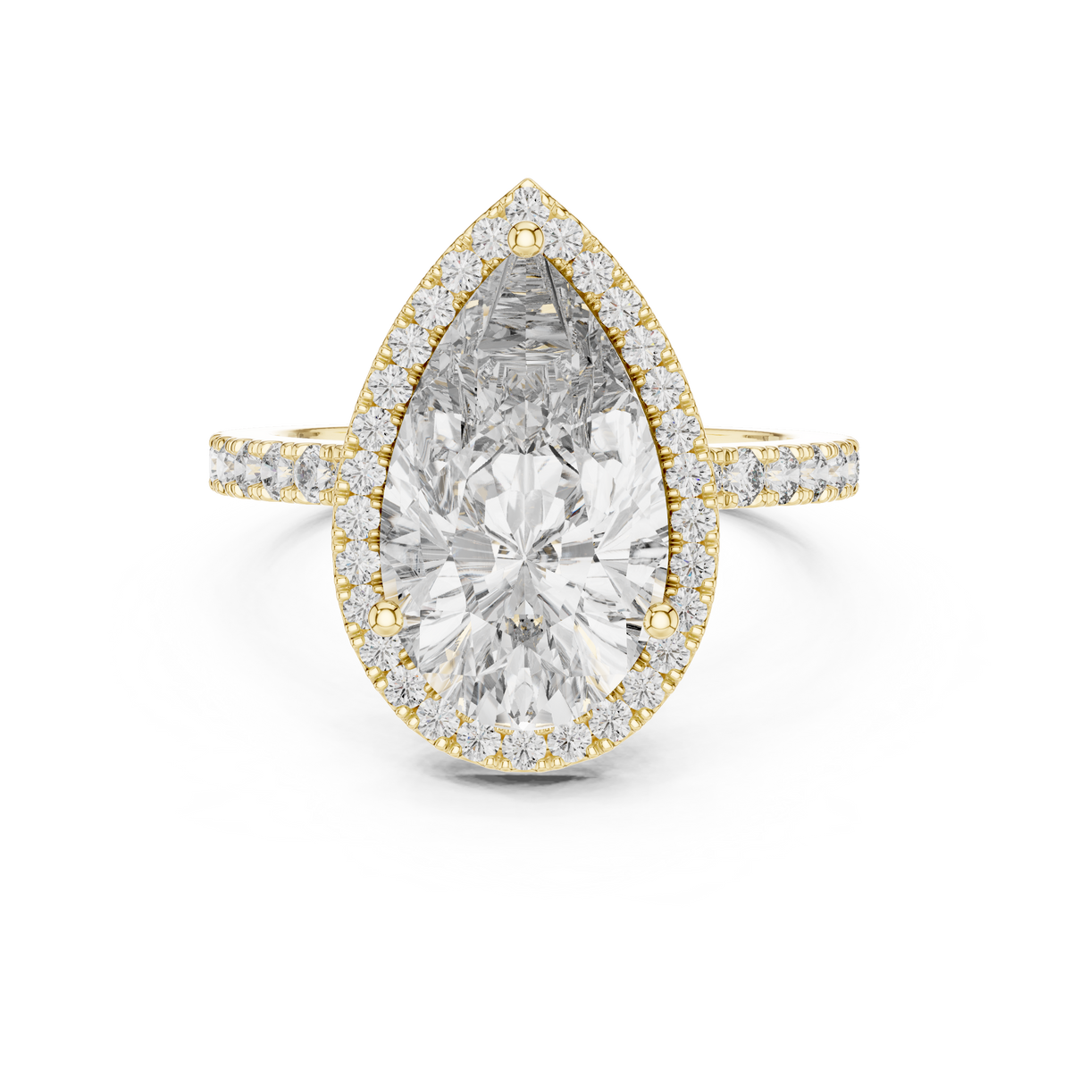 Pear-Shaped Halo Pavé Diamond Engagement Ring