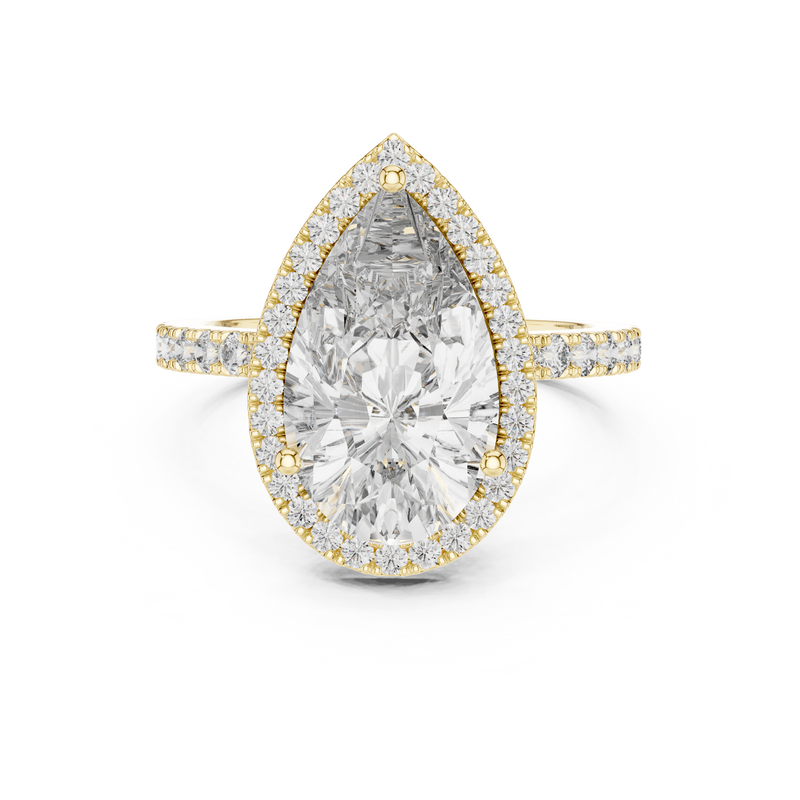 Pear-Shaped Halo Pavé Diamond Engagement Ring