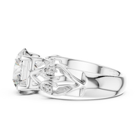 Round Solitaire Floral Vine Diamond Engagement Ring