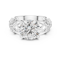 Round Solitaire Floral Vine Diamond Engagement Ring