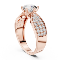 Round Pavé Split Shank Solitaire Engagement Ring