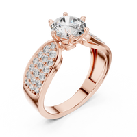 Round Pavé Split Shank Solitaire Engagement Ring