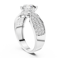 Round Pavé Split Shank Solitaire Engagement Ring