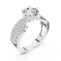 Round Pavé Split Shank Solitaire Engagement Ring