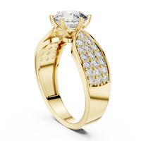 Round Pavé Split Shank Solitaire Engagement Ring