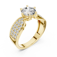Round Pavé Split Shank Solitaire Engagement Ring