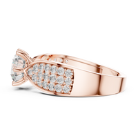 Round Pavé Split Shank Solitaire Engagement Ring