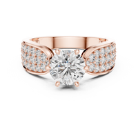 Round Pavé Split Shank Solitaire Engagement Ring