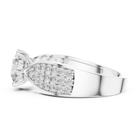 Round Pavé Split Shank Solitaire Engagement Ring