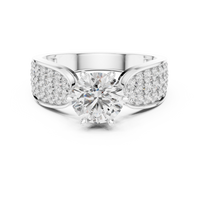 Round Pavé Split Shank Solitaire Engagement Ring