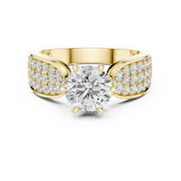 Round Pavé Split Shank Solitaire Engagement Ring