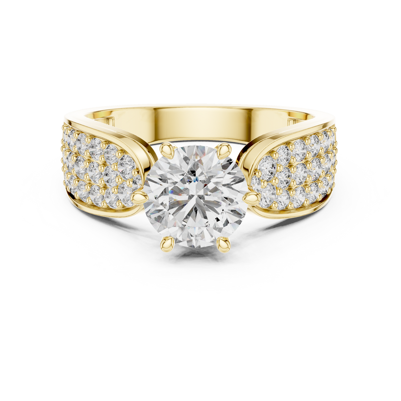 Round Pavé Split Shank Solitaire Engagement Ring