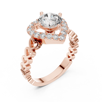Round Heart Halo Diamond Engagement Ring
