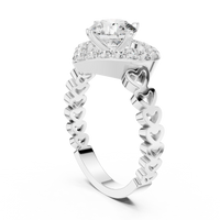Round Heart Halo Diamond Engagement Ring