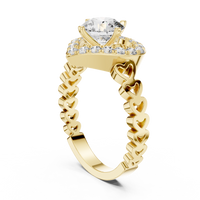 Round Heart Halo Diamond Engagement Ring