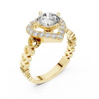 Round Heart Halo Diamond Engagement Ring