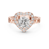 Round Heart Halo Diamond Engagement Ring