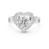 Round Heart Halo Diamond Engagement Ring