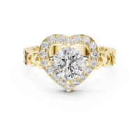 Round Heart Halo Diamond Engagement Ring