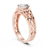 Round Solitaire Openwork Filigree Engagement Ring