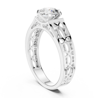 Round Solitaire Openwork Filigree Engagement Ring