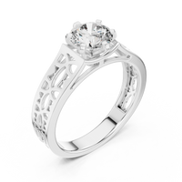 Round Solitaire Openwork Filigree Engagement Ring
