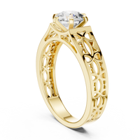 Round Solitaire Openwork Filigree Engagement Ring