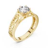 Round Solitaire Openwork Filigree Engagement Ring