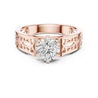 Round Solitaire Openwork Filigree Engagement Ring