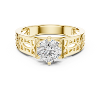 Round Solitaire Openwork Filigree Engagement Ring