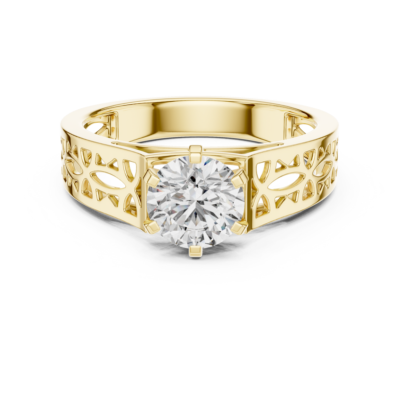 Round Solitaire Openwork Filigree Engagement Ring