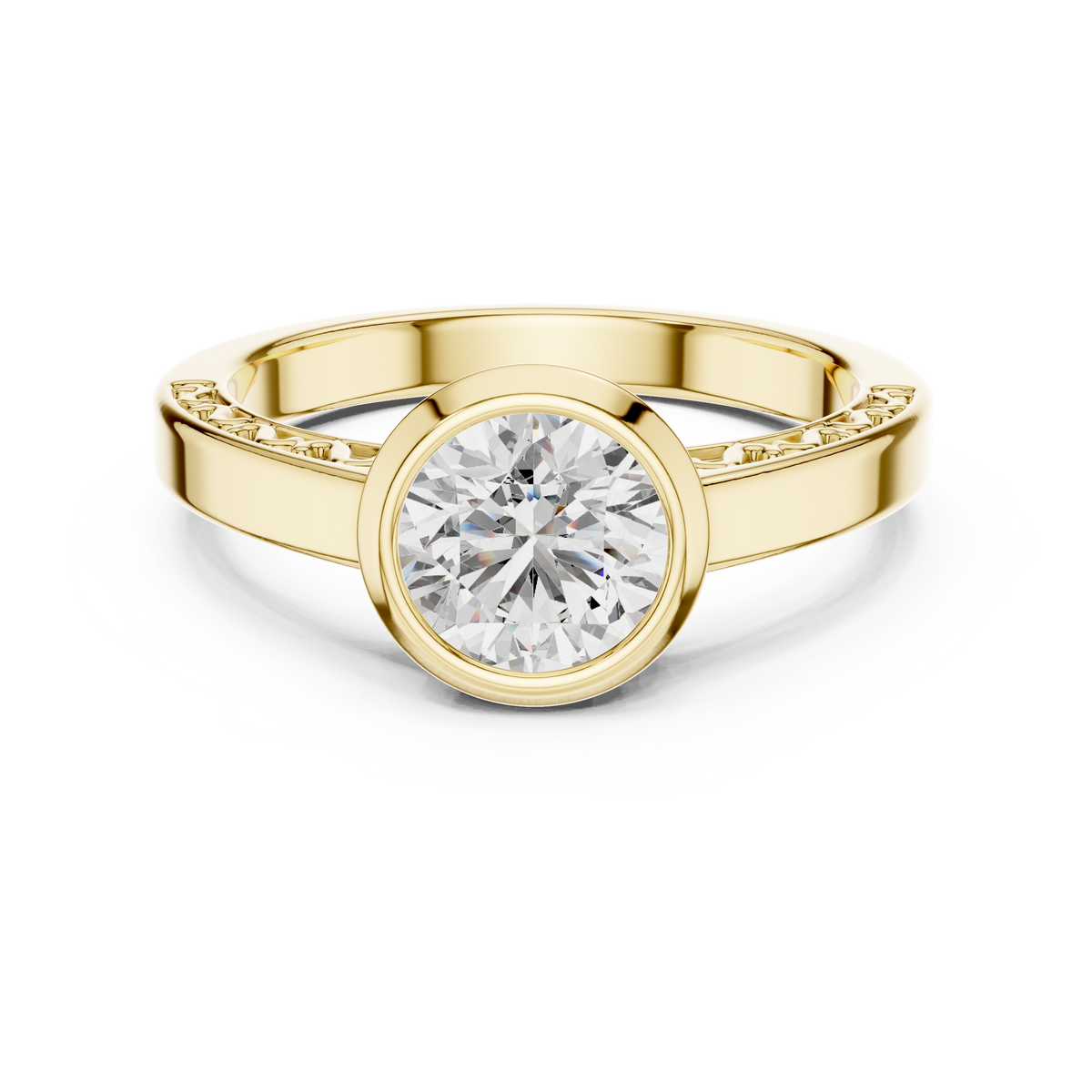 Round Bezel Solitaire Engagement Ring