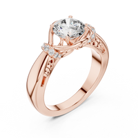 Round Solitaire Twist Halo Engagement Ring