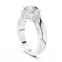 Round Solitaire Twist Halo Engagement Ring
