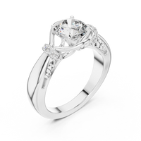 Round Solitaire Twist Halo Engagement Ring