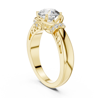 Round Solitaire Twist Halo Engagement Ring