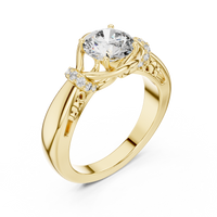Round Solitaire Twist Halo Engagement Ring