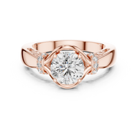 Round Solitaire Twist Halo Engagement Ring