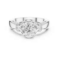 Round Solitaire Twist Halo Engagement Ring