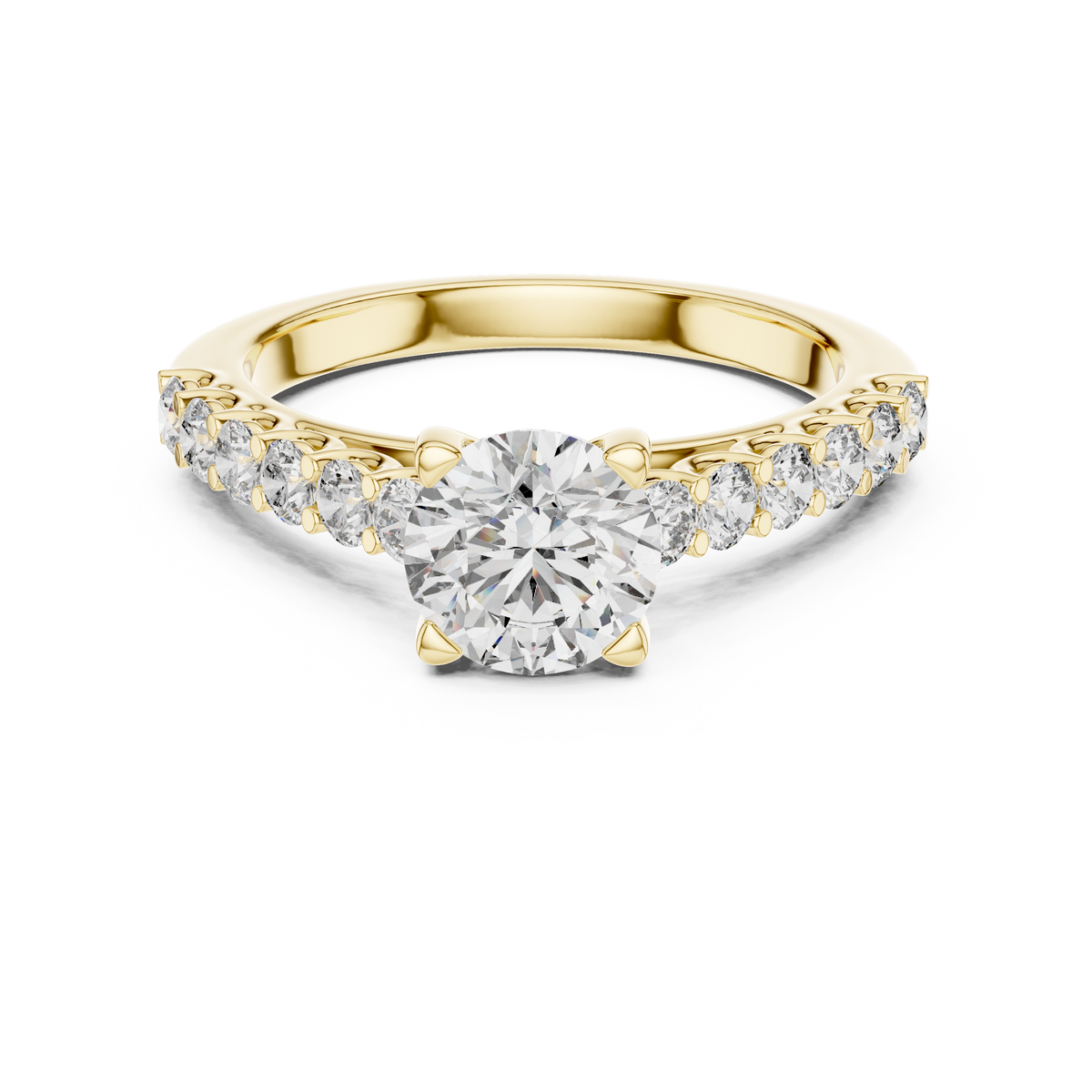 Round Solitaire Pavé Engagement Ring