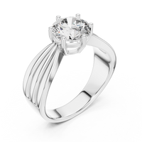 Round Solitaire Double Split Shank Engagement Ring