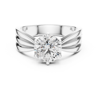 Round Solitaire Double Split Shank Engagement Ring
