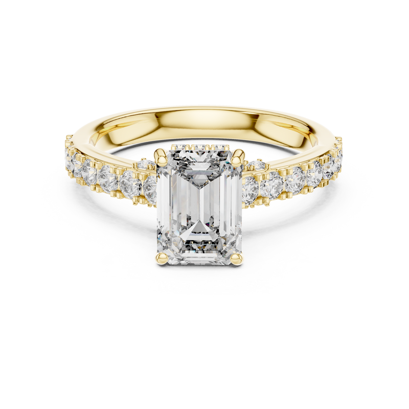 Emerald Cut Hidden Halo Pavé Engagement Ring